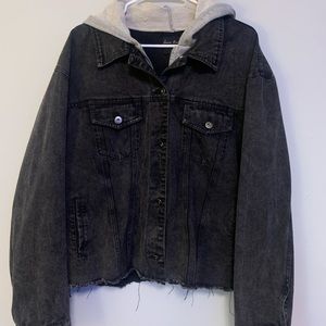 Black faded denim jacket